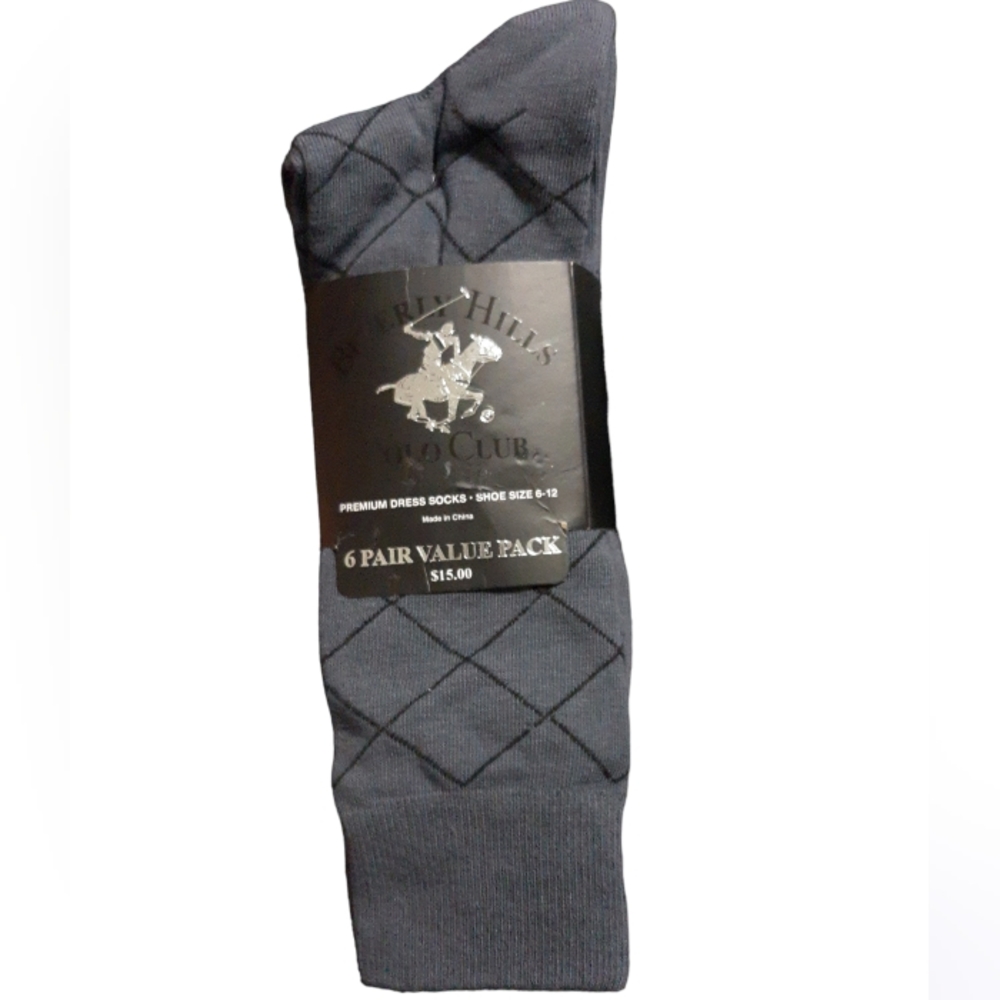 Beverly Hills Polo Club Size 6-12 (1) 6 Pack Men's Premium Dress Socks
